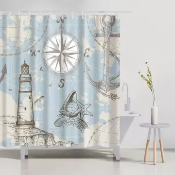 Vintage Nautical Sailing Shower Curtain Set