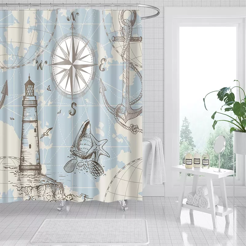 Vintage Nautical Sailing Shower Curtain Set - Image 5