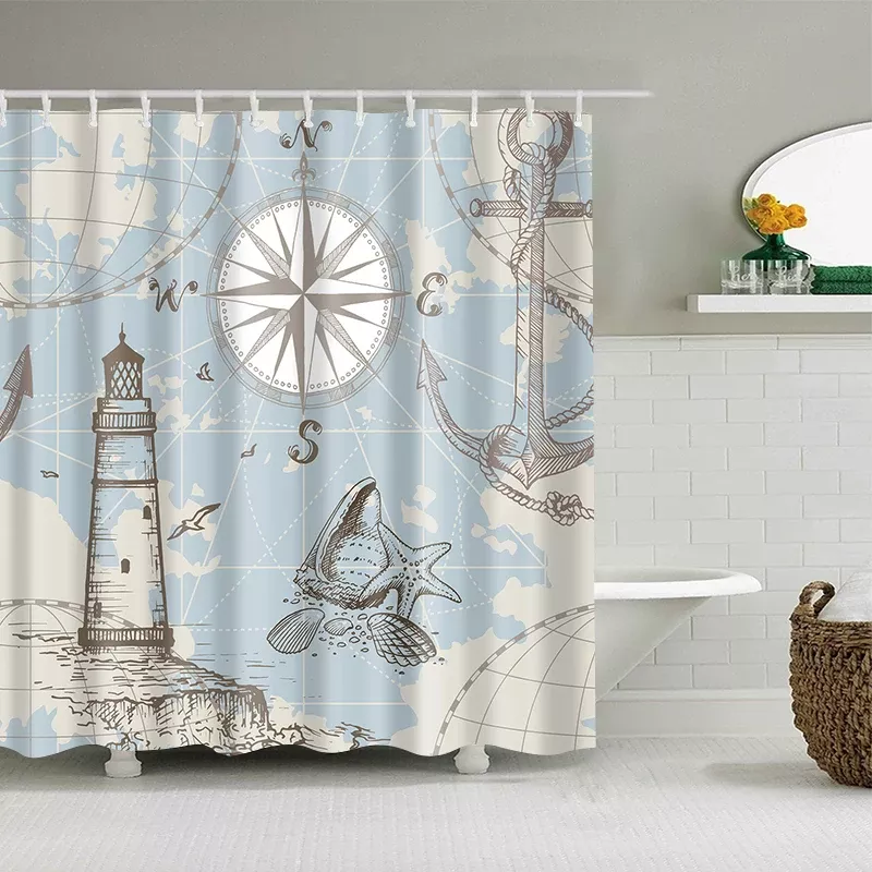 Vintage Nautical Sailing Shower Curtain Set - Image 4