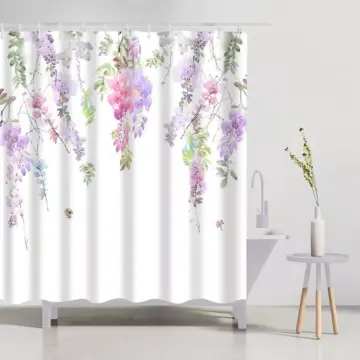 Elegant Floral Vine Shower Curtain Set with Hooks