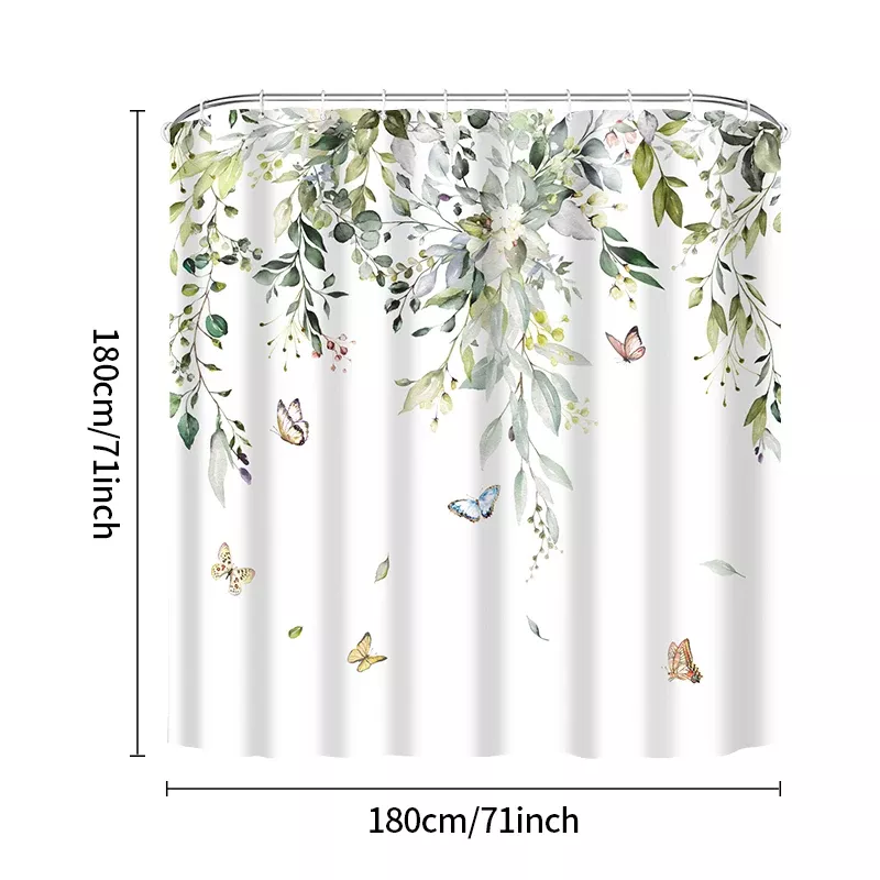 Leaf Pattern Shower Curtain Set - Image 6