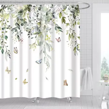 Leaf Pattern Shower Curtain Set
