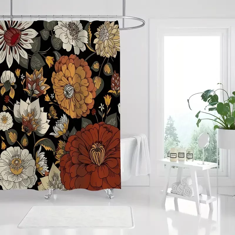 Vintage Boho Floral Shower Curtain Set - Image 2