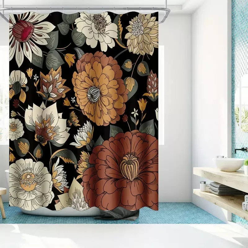 Vintage Boho Floral Shower Curtain Set - Image 4