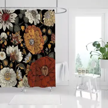 Vintage Boho Floral Shower Curtain Set