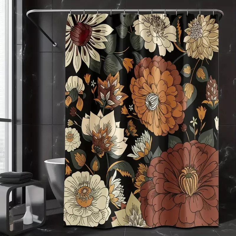 Vintage Boho Floral Shower Curtain Set - Image 3