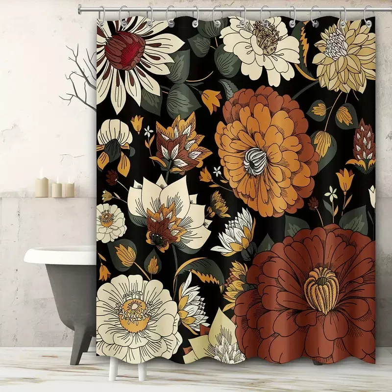 Vintage Boho Floral Shower Curtain Set - Image 5