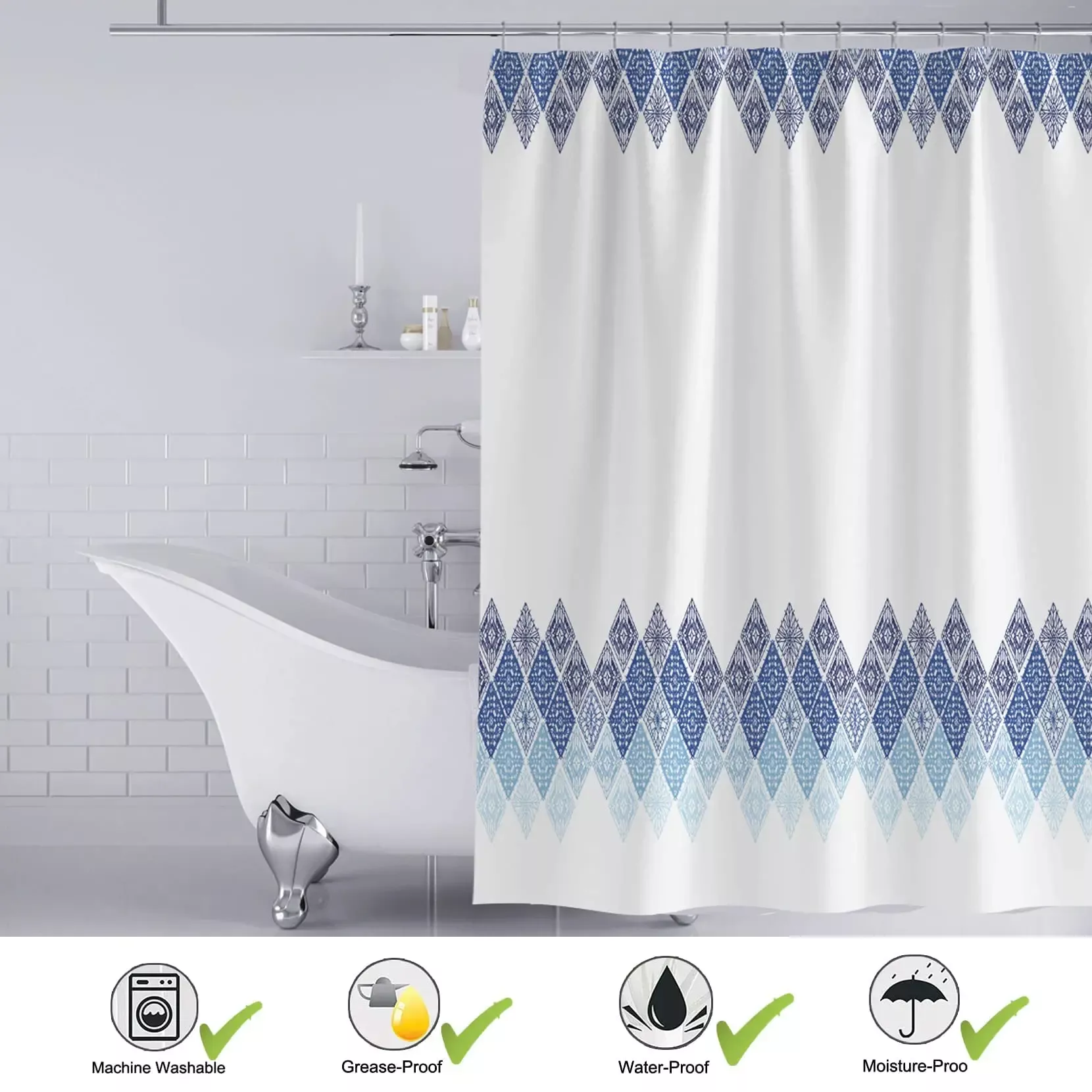 Modern Geometric Waterproof Shower Curtain - Image 3