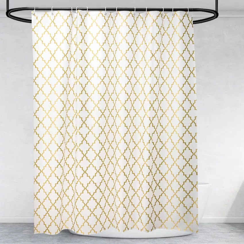 Waterproof Geometric Shower Curtain with Quick-Dry Fabric and Hooks - Image 2