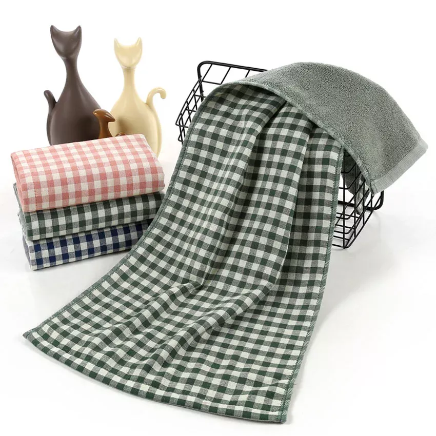 Cotton Plaid Face Towel - Image 4
