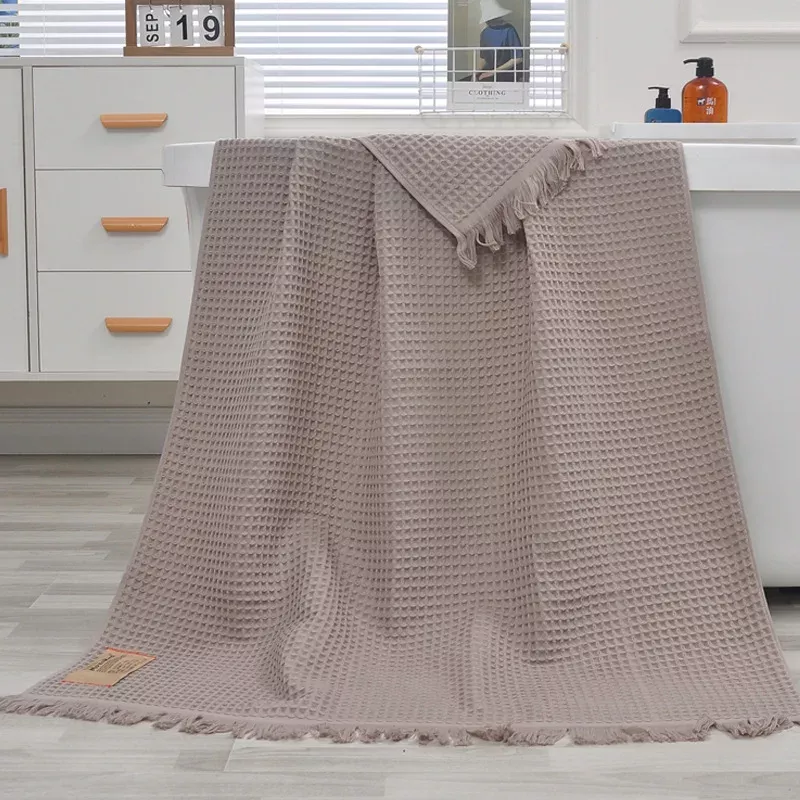 Large Organic Cotton Waffle Bath Towel XXL - Image 6