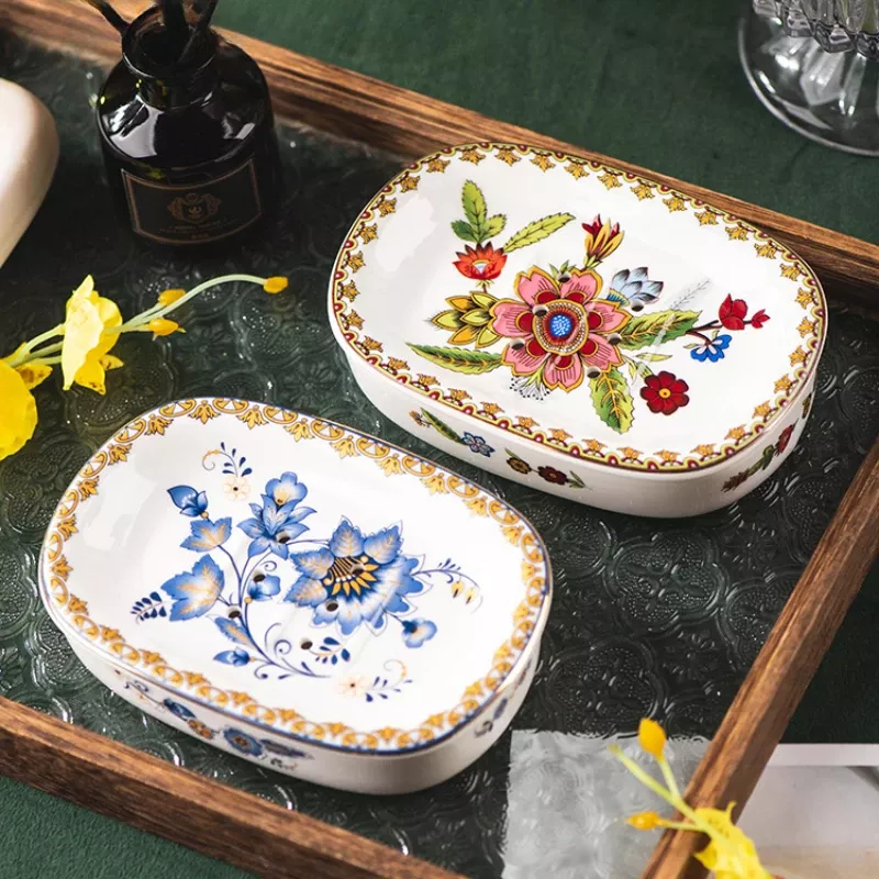 Elegant French Ceramic Soap Dish with Drain - Image 6