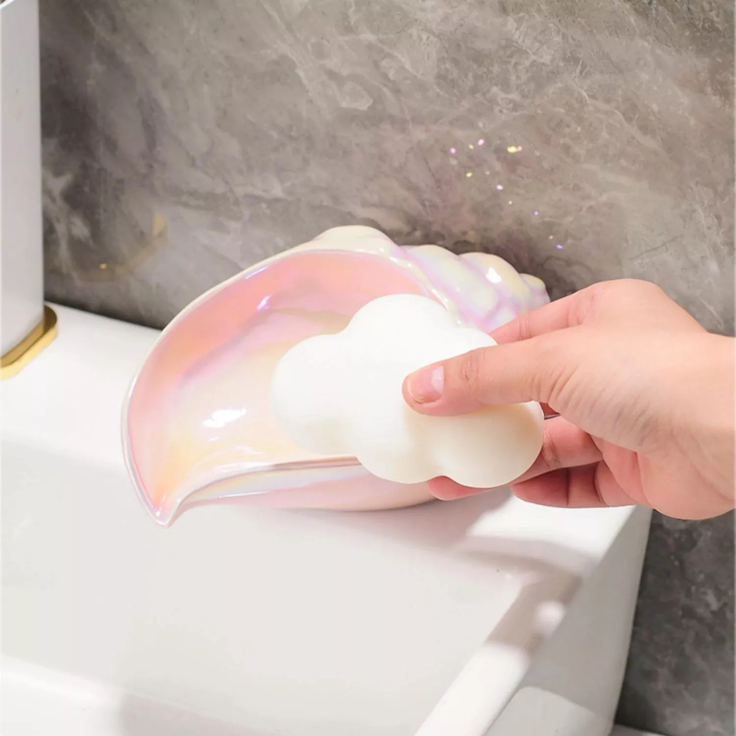 Ceramic Conch Shell Soap Dish Holder