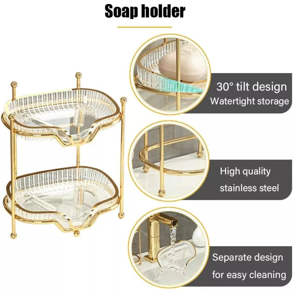 Double-Layer Wall-Mounted Soap Storage Shelf - Image 3