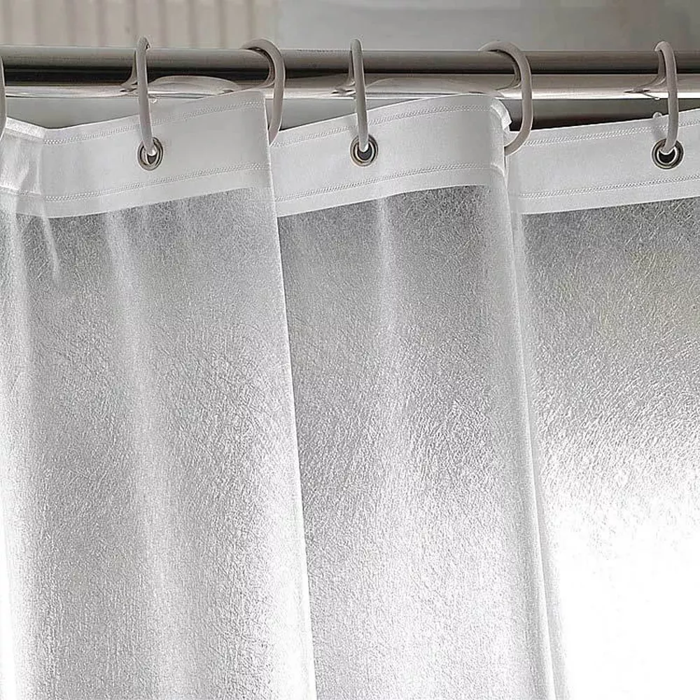 Silk Grain Waterproof PEVA Shower Curtain with Translucent Design - Image 4
