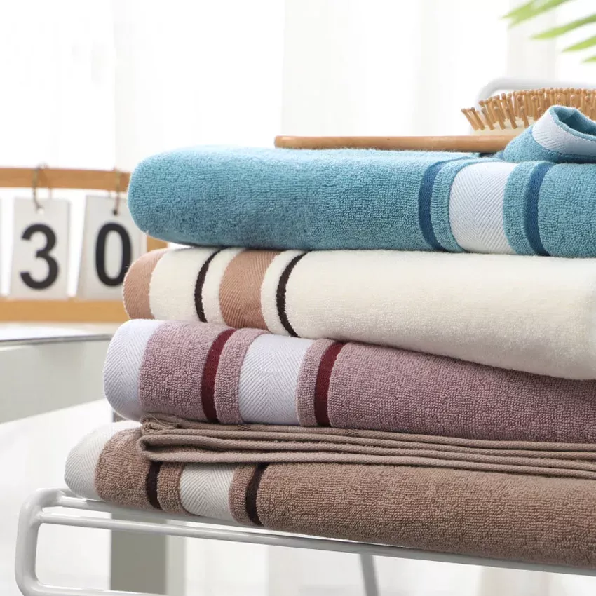 Soft Striped Cotton Bath Towel - Image 3