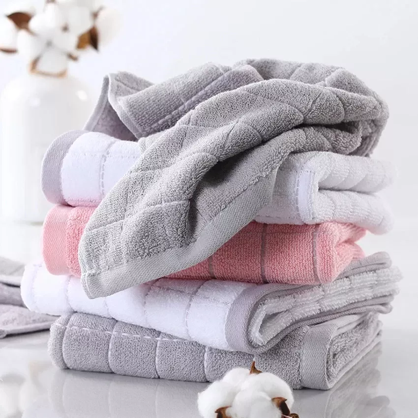 3pcs Plaid Cotton Face Towels Set - Image 3