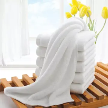34x75cm White Cotton Face Towels