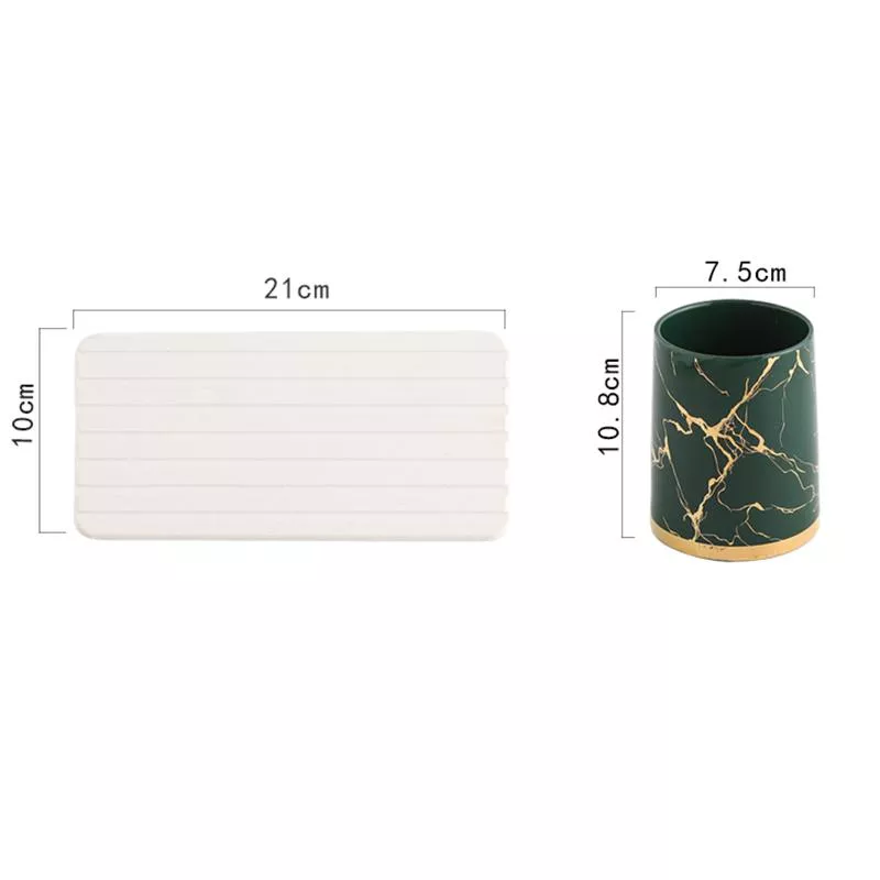 Elegant Marble Ceramic Bathroom Cup Set - Image 8