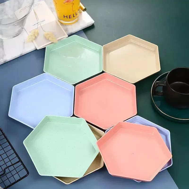 Eco-Friendly Hexagonal Wheat Straw Dessert Plate