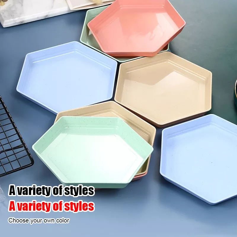 Eco-Friendly Hexagonal Wheat Straw Dessert Plate - Image 2