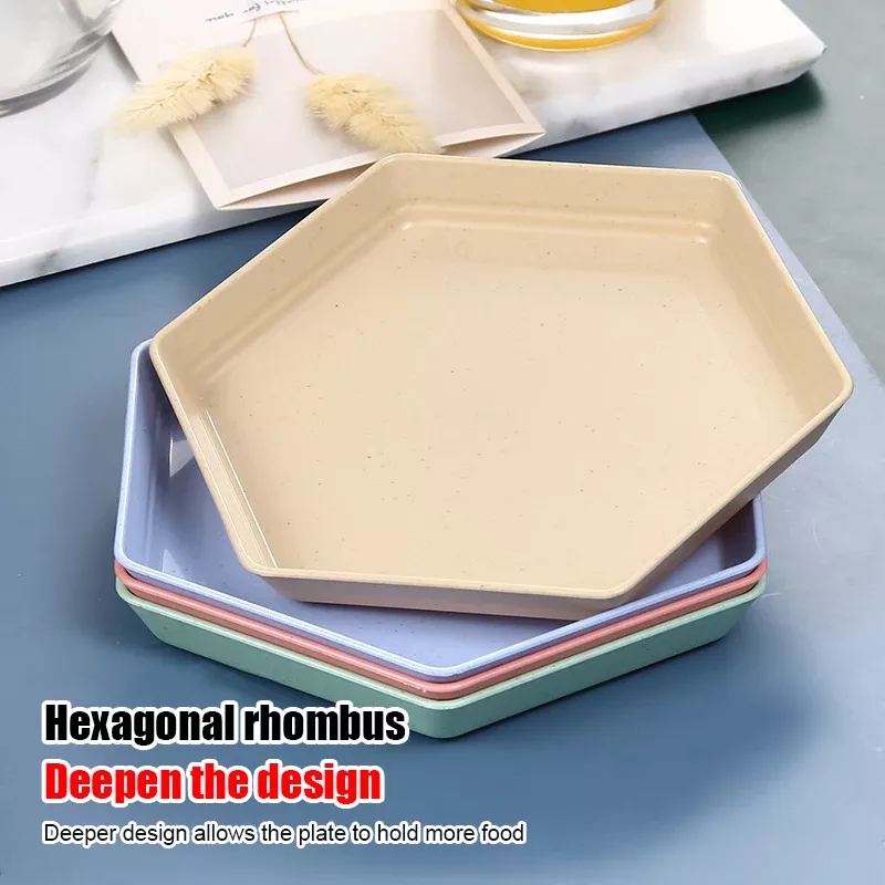 Eco-Friendly Hexagonal Wheat Straw Dessert Plate - Image 4
