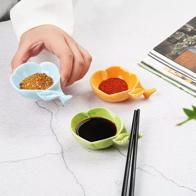 Japanese Ceramic Plum Blossom Chopstick Holder and Sauce Dish - Image 5