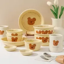 Adorable Korean Ceramic Bear Ramen & Salad Bowl