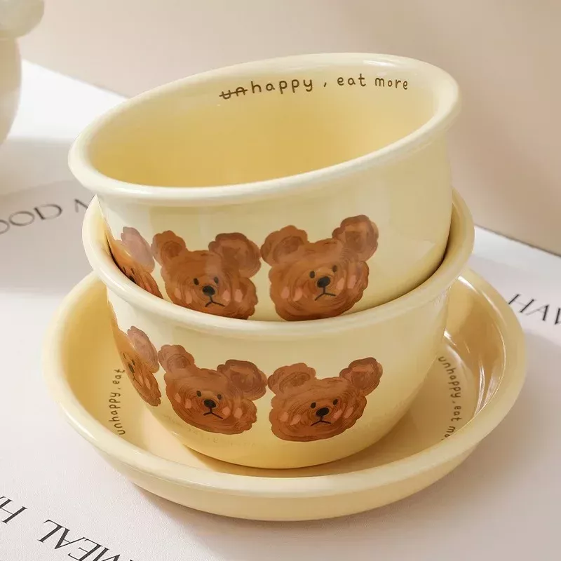 Adorable Korean Ceramic Bear Ramen & Salad Bowl - Image 3