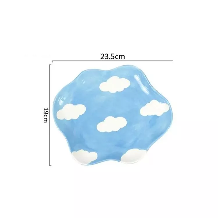 Hand-Painted Blue Sky & Clouds Ceramic Plate - Image 8