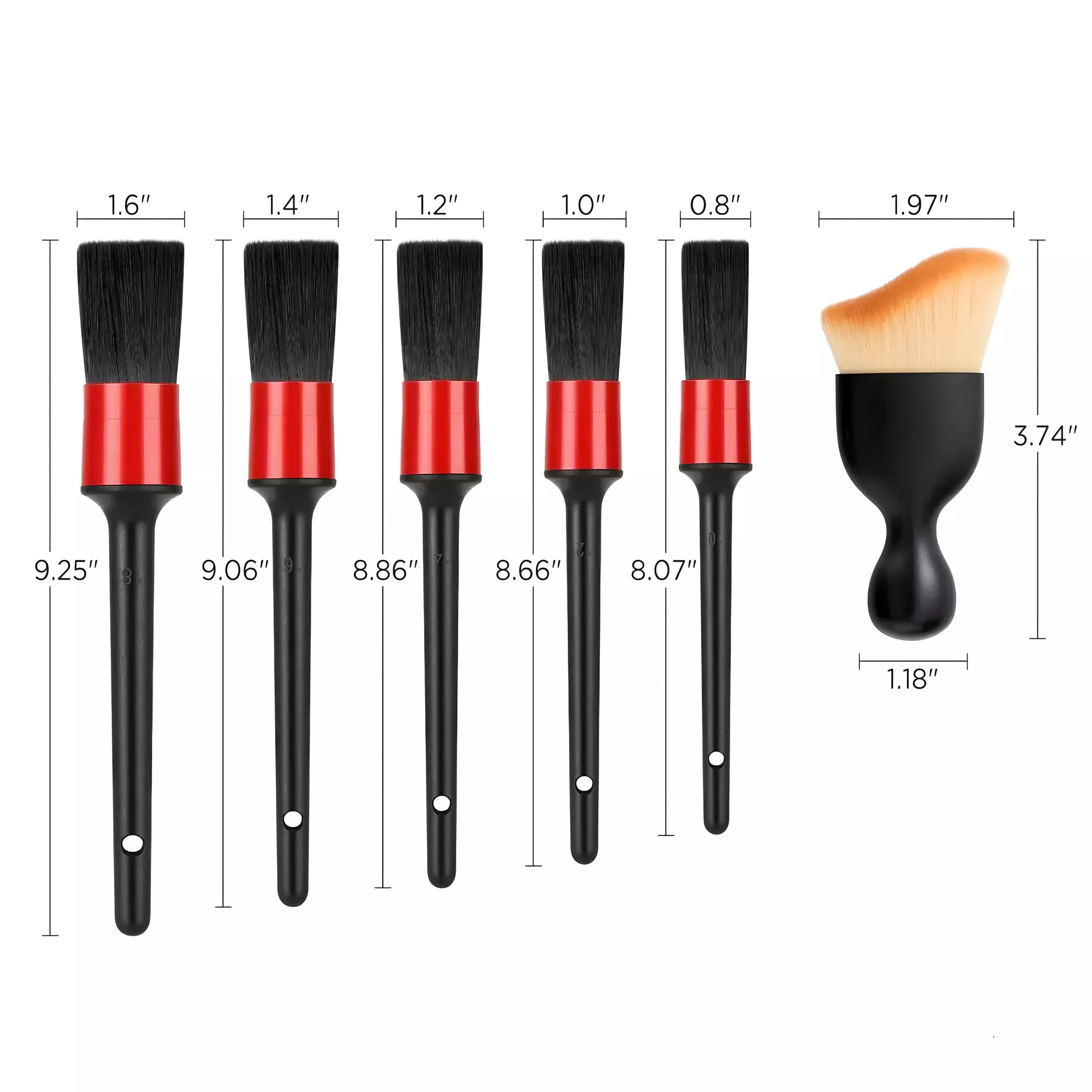 6pcs Automotive Detailing Brush Kit for Car Interior, Dashboards, and Wheel Rims - Image 7