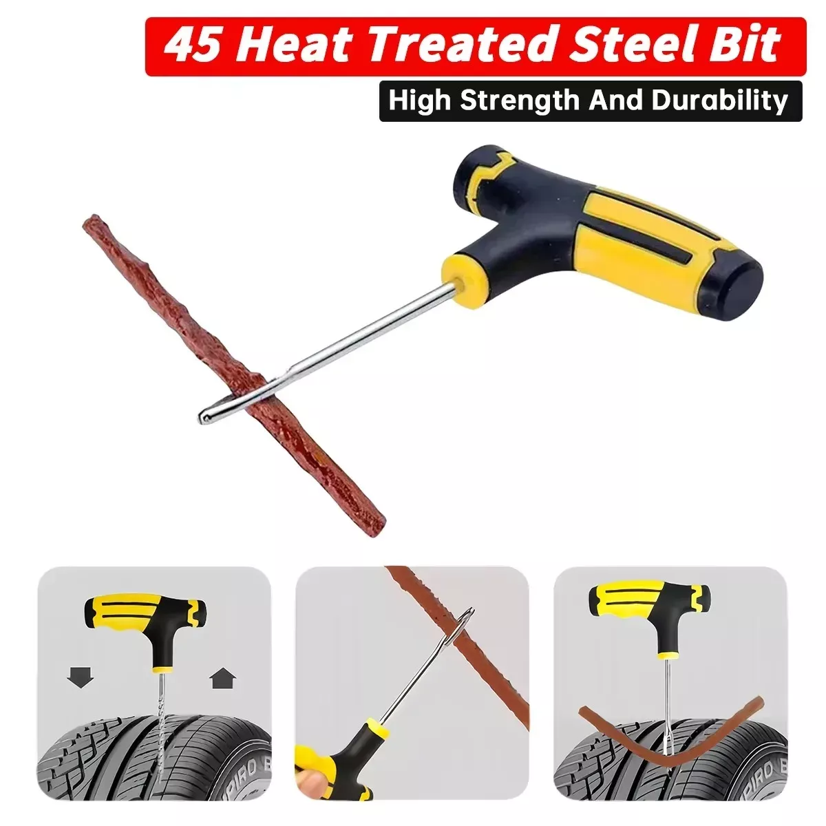 Professional Car Tire Repair Kit with Plug Tools and Tubeless Puncture Repair - Image 3