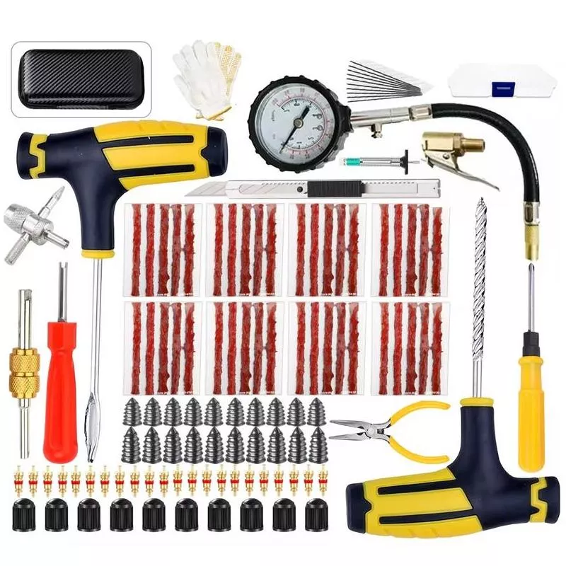 Professional Car Tire Repair Kit with Plug Tools and Tubeless Puncture Repair