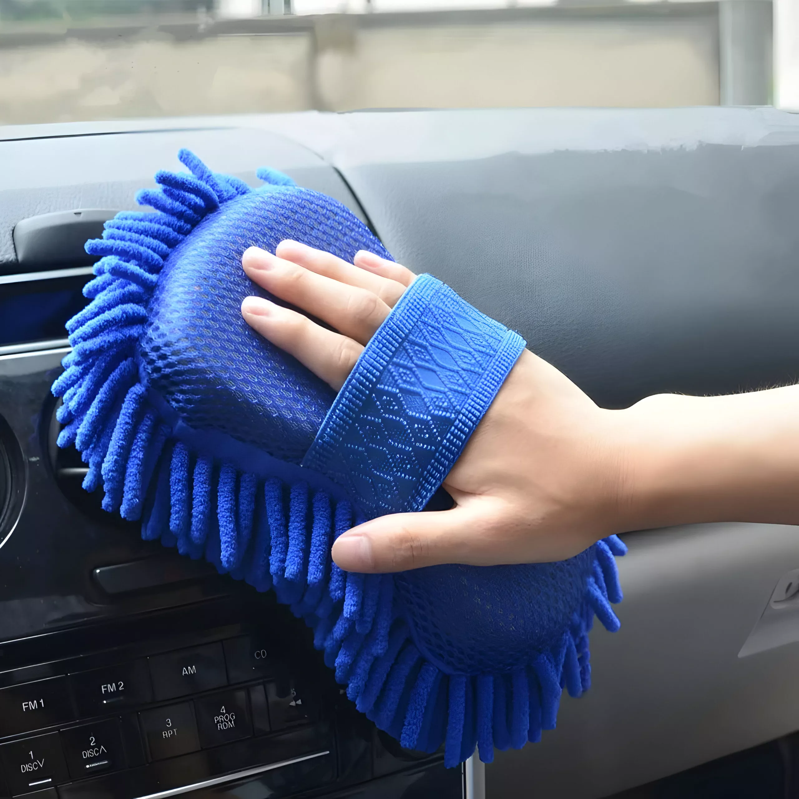 2Pcs Microfiber Car Cleaning Sponge & Brush Set