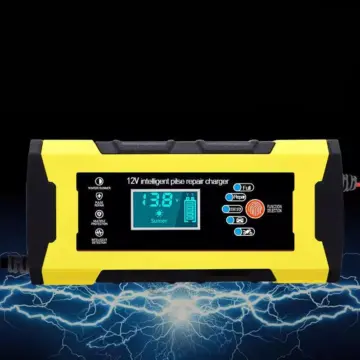 12V/24V Smart Battery Charger - 10A/5A Fast Charger with LCD Display & Pulse Repair