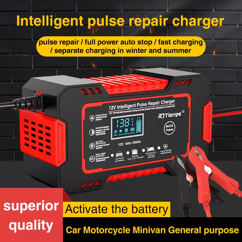 12V 6A Smart Car Battery Charger with LCD Display for AGM & Lead-Acid Batteries - Image 2