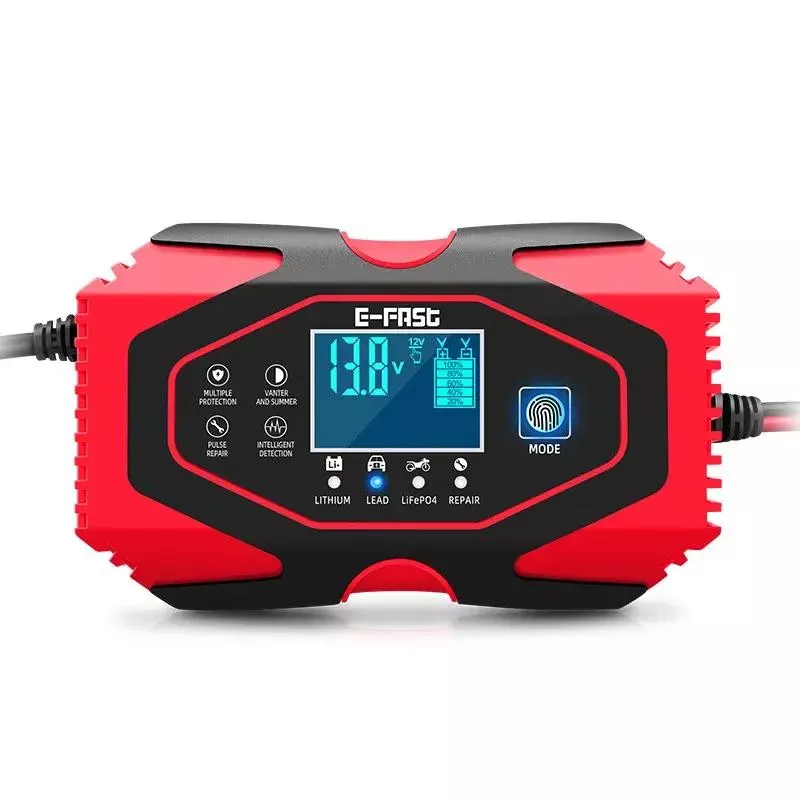 12V 6A Smart Pulse Repair Battery Charger with LCD Display for Cars & Motorcycles