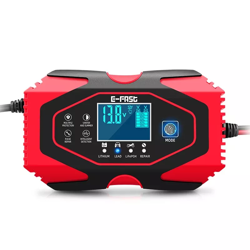 12V 6A Smart Pulse Repair Battery Charger with LCD Display for Cars & Motorcycles - Image 4