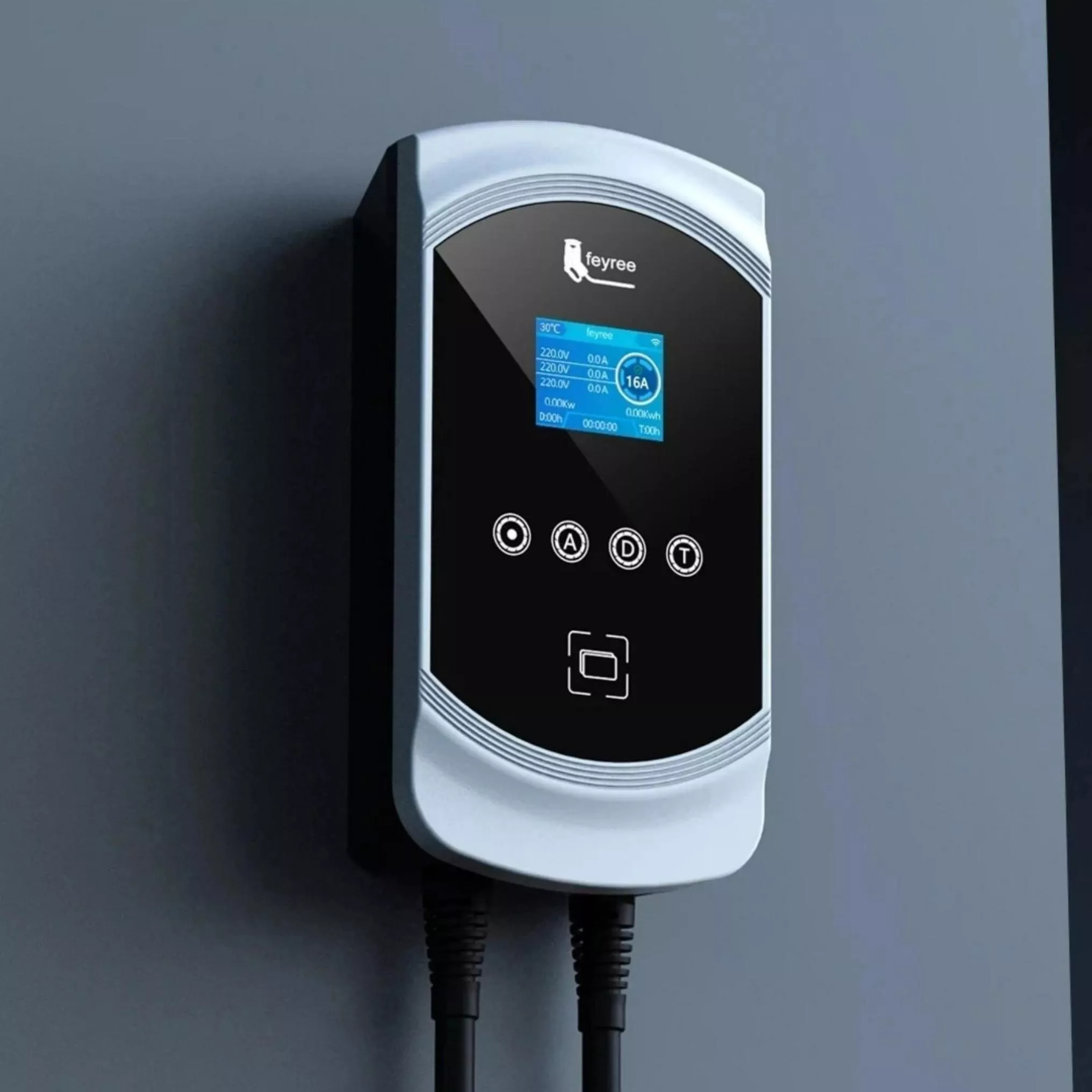 High-Speed EV Charger 32A 7.6KW to 22KW Wallbox EVSE, Type 2 Cable, App Control