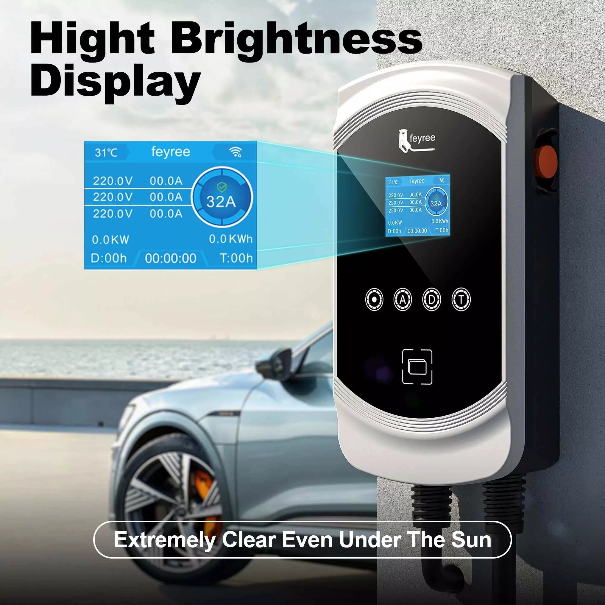 High-Speed EV Charger 32A 7.6KW to 22KW Wallbox EVSE, Type 2 Cable, App Control - Image 3