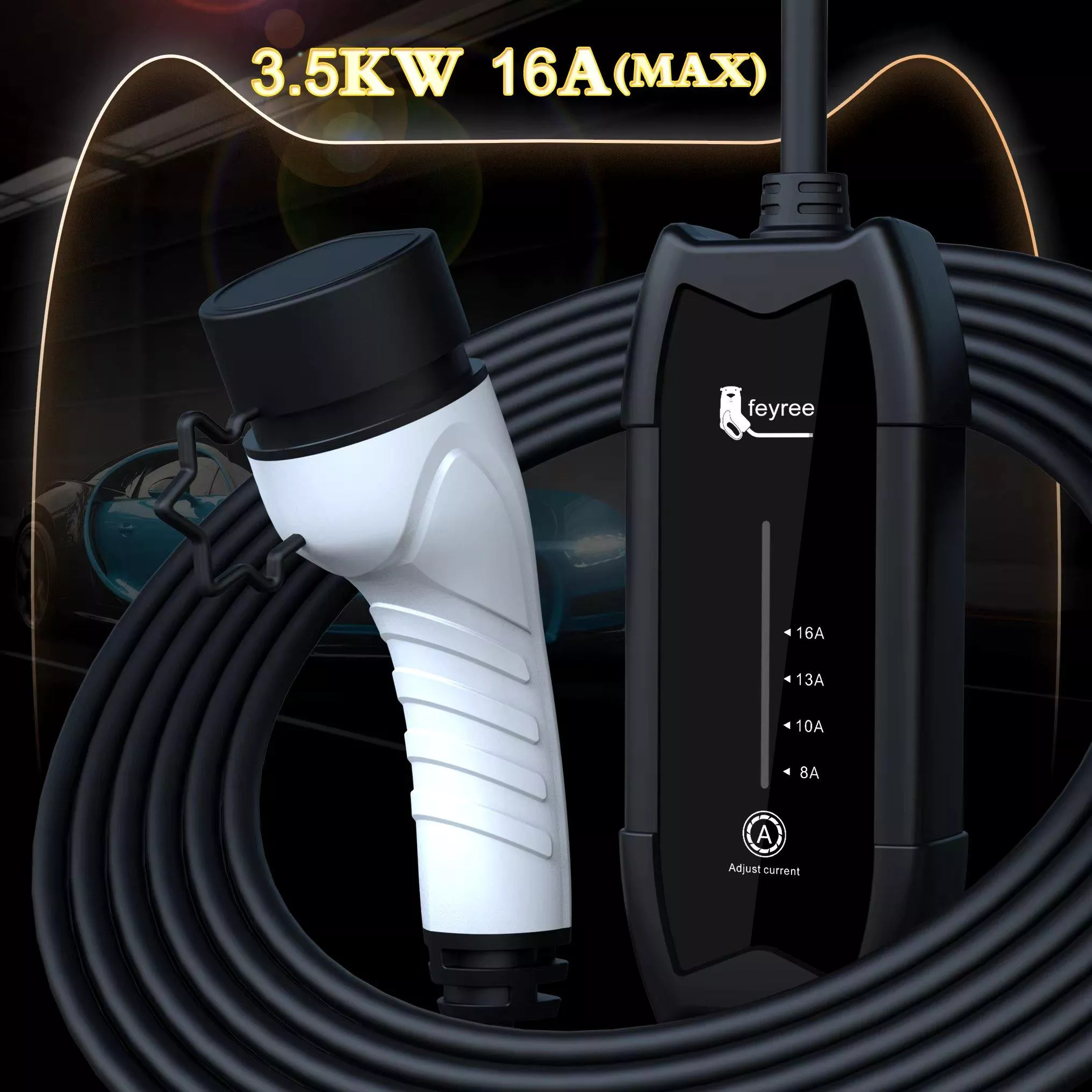 Portable EV Charger 16A, Level 2, 3.5kW, 11.5ft Cable, Home & On-the-Go - Image 2