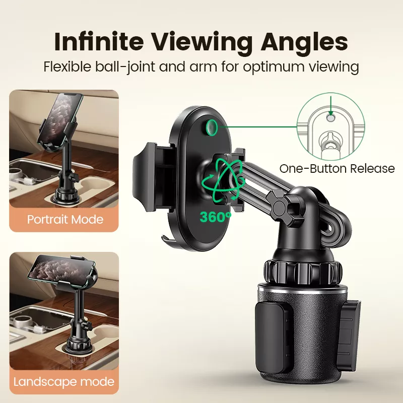 Adjustable Car Cup Phone Holder for iPhone, Samsung, Xiaomi - Image 2