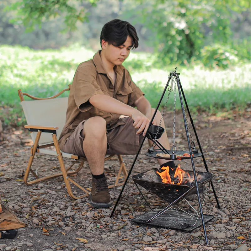 Adjustable BBQ Pot Rack with Chain - Image 4