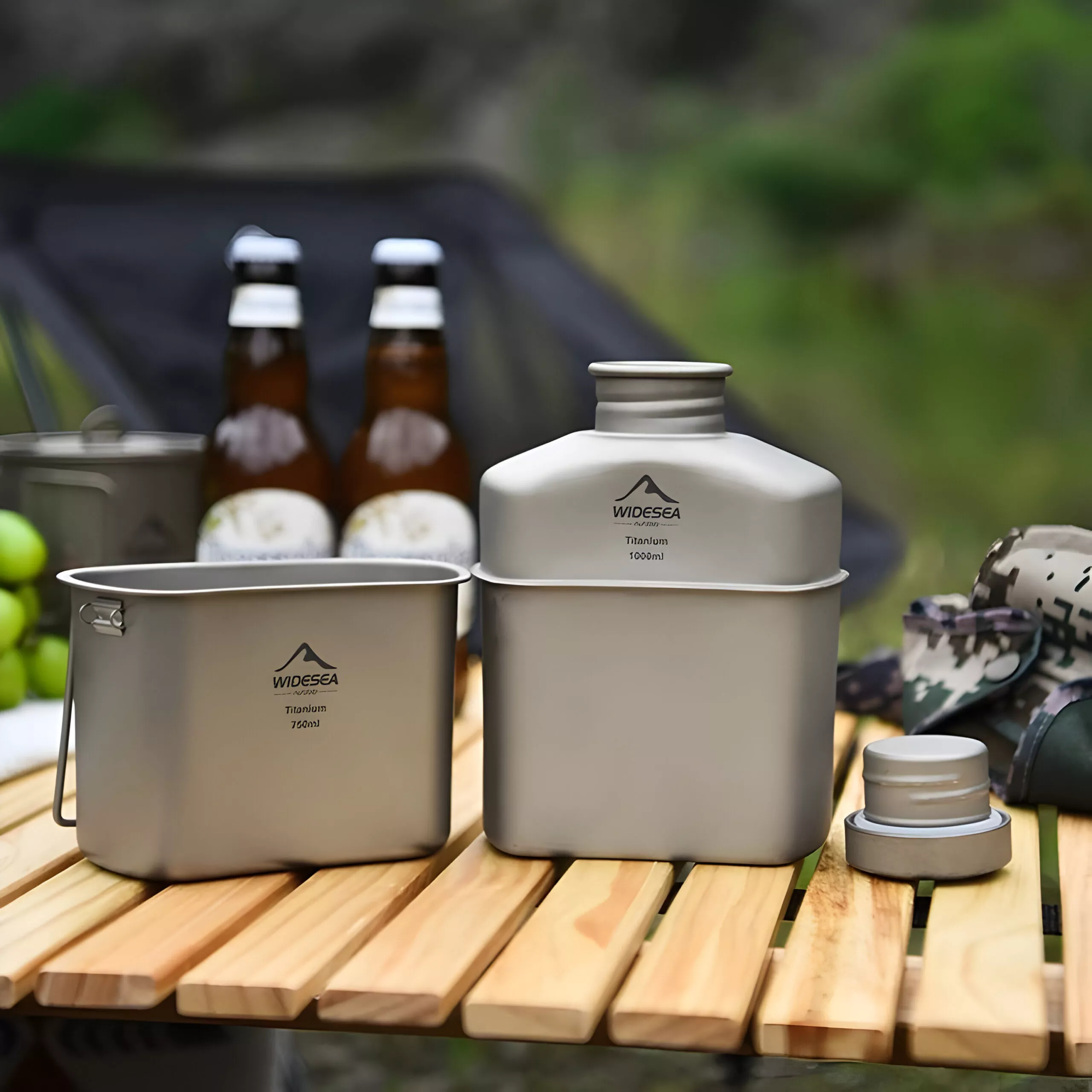 Camping Titanium Dinner Lunch Box Set Outdoor Cookware and Travel Tableware