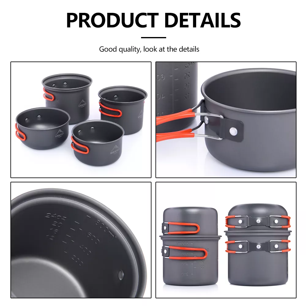 Non-Stick Portable Outdoor Cooking Set - Lightweight Camping Cookware - Image 3