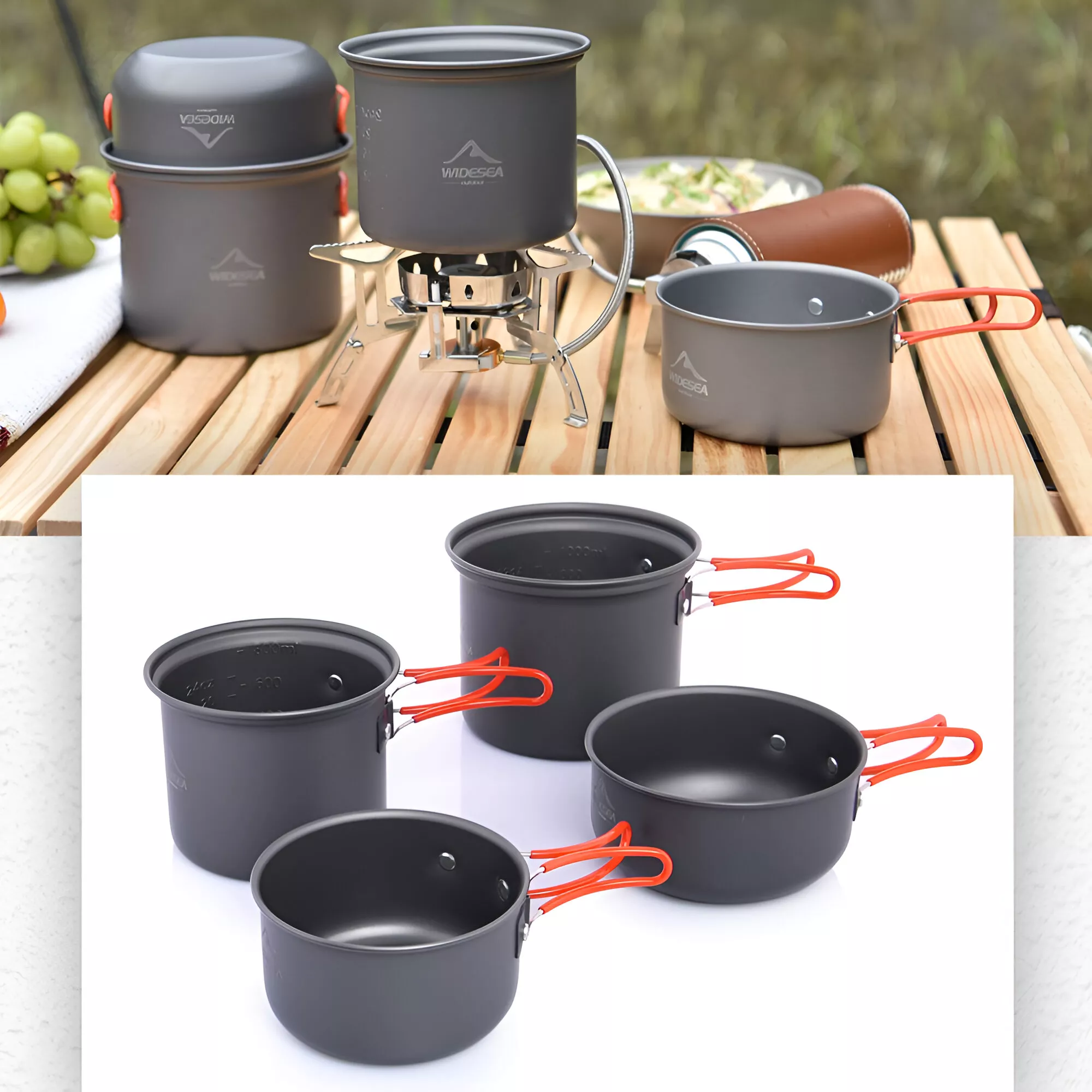 Non-Stick Portable Outdoor Cooking Set - Lightweight Camping Cookware - Image 2