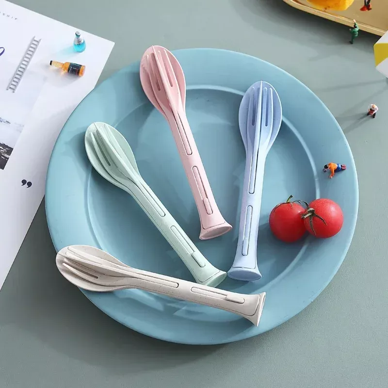3PCS Portable Wheat Straw Cutlery Set – Travel-Friendly & Eco-Conscious - Image 4