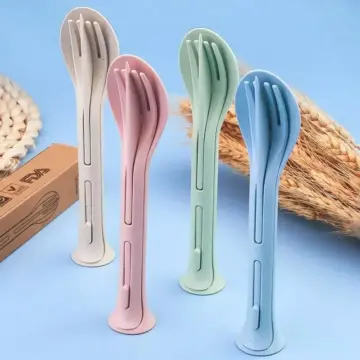 3PCS Portable Wheat Straw Cutlery Set – Travel-Friendly & Eco-Conscious