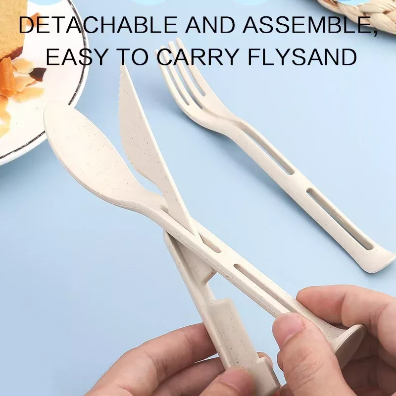 3PCS Portable Wheat Straw Cutlery Set – Travel-Friendly & Eco-Conscious - Image 6