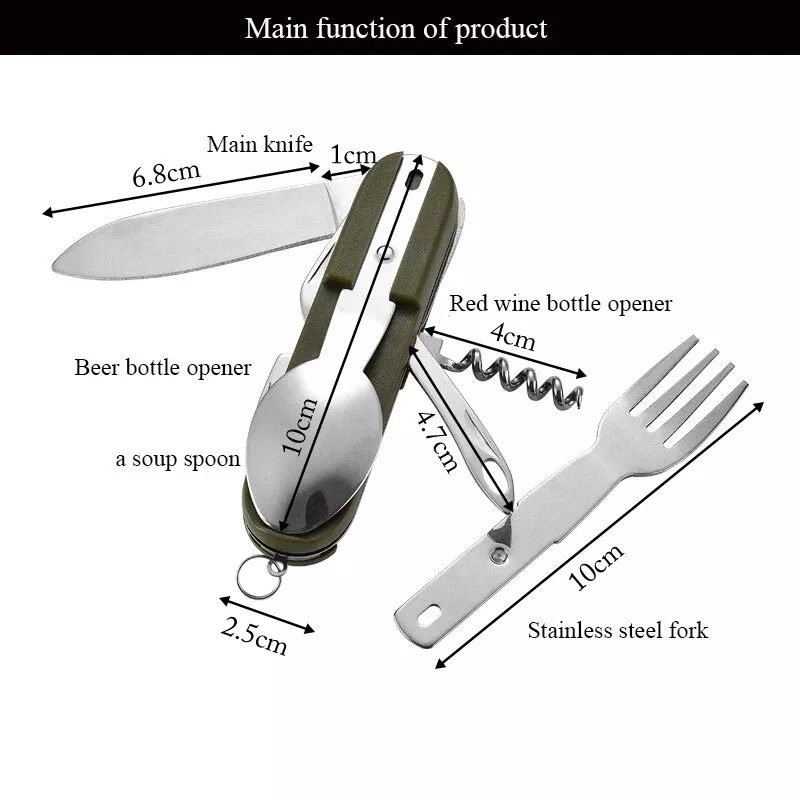7-in-1 Foldable Stainless Steel Outdoor Tableware for Camping & Hiking - Image 4